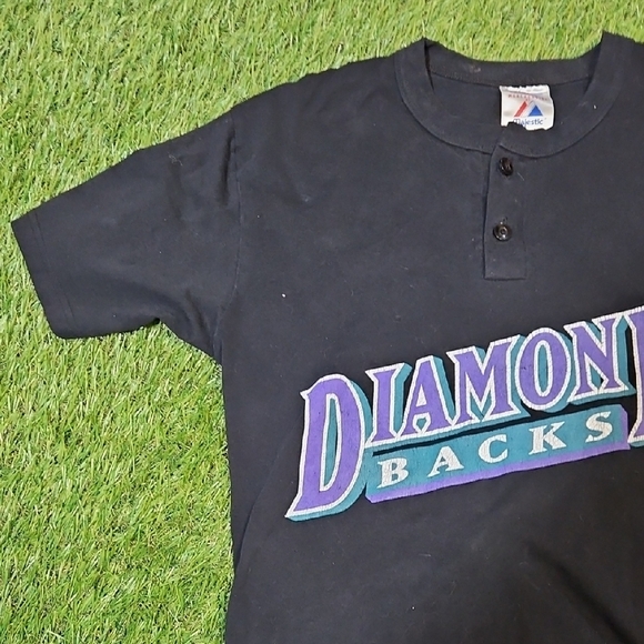 Majestic Black Diamond Backs Men's Tee MLB Baseball Vintage - Picture 3 of 6